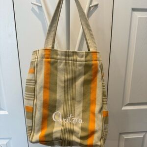 Aritzia Orange & Cream Striped Tote Bag
